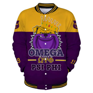 AfricaZone Jacket - Omega Psi Phi King Of Bulldog Baseball Jacket J5 | Africazone.store
