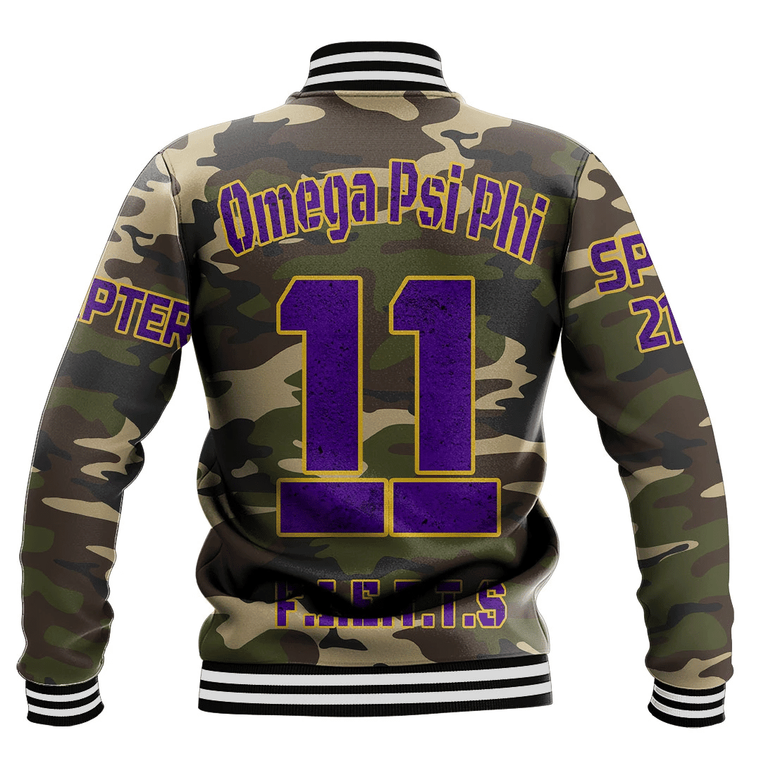 (Custom) AfricaZone Jacket - Omega Psi Phi Camouflage Baseball Jackets A31 | Africazone.store