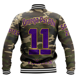 (Custom) AfricaZone Jacket - Omega Psi Phi Camouflage Baseball Jackets A31 | Africazone.store