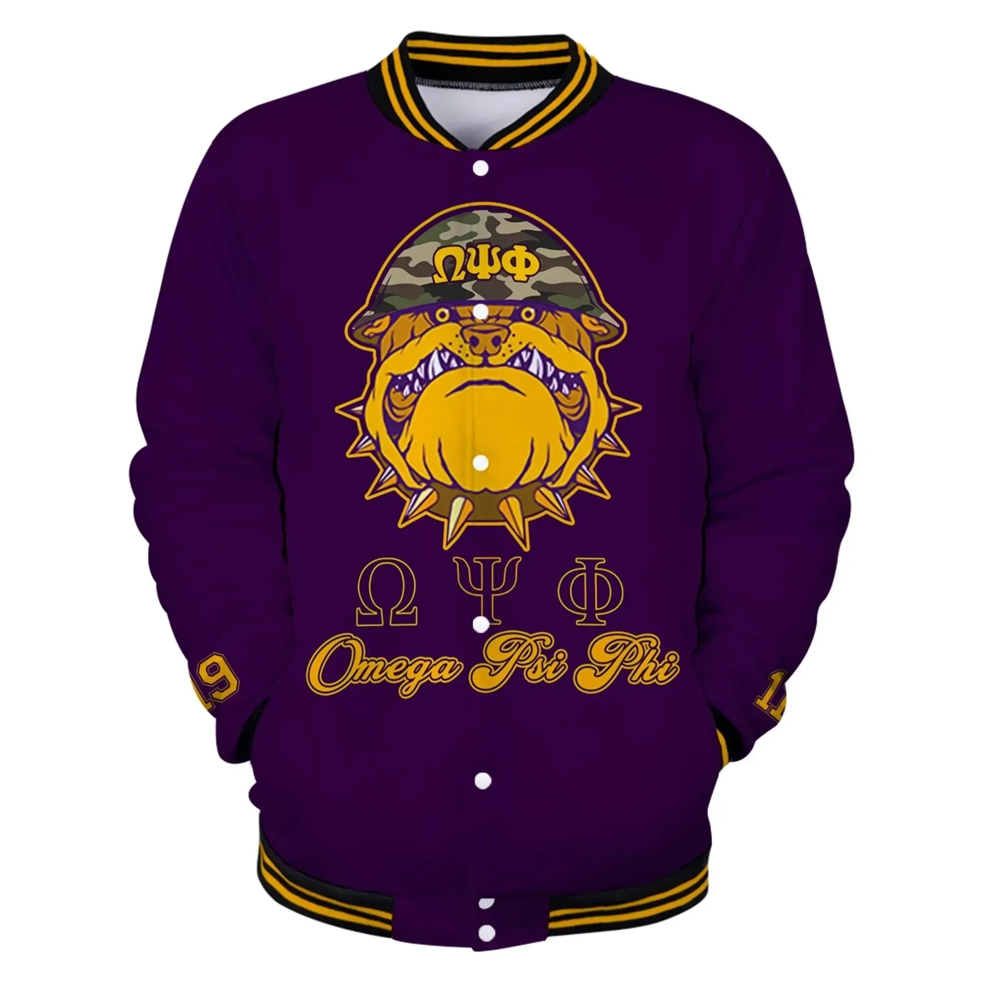 AfricaZone Jacket - Omega Psi Phi Mad Bulldog Baseball Jacket J5 | Africazone.store