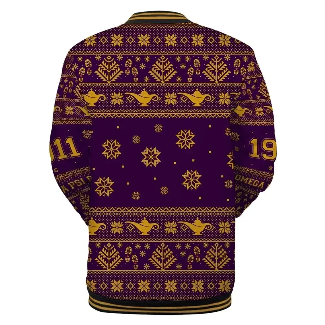 AfricaZone Jacket - Omega Psi Phi Africa Map Christmas Baseball Jacket J5 | Africazone.store
