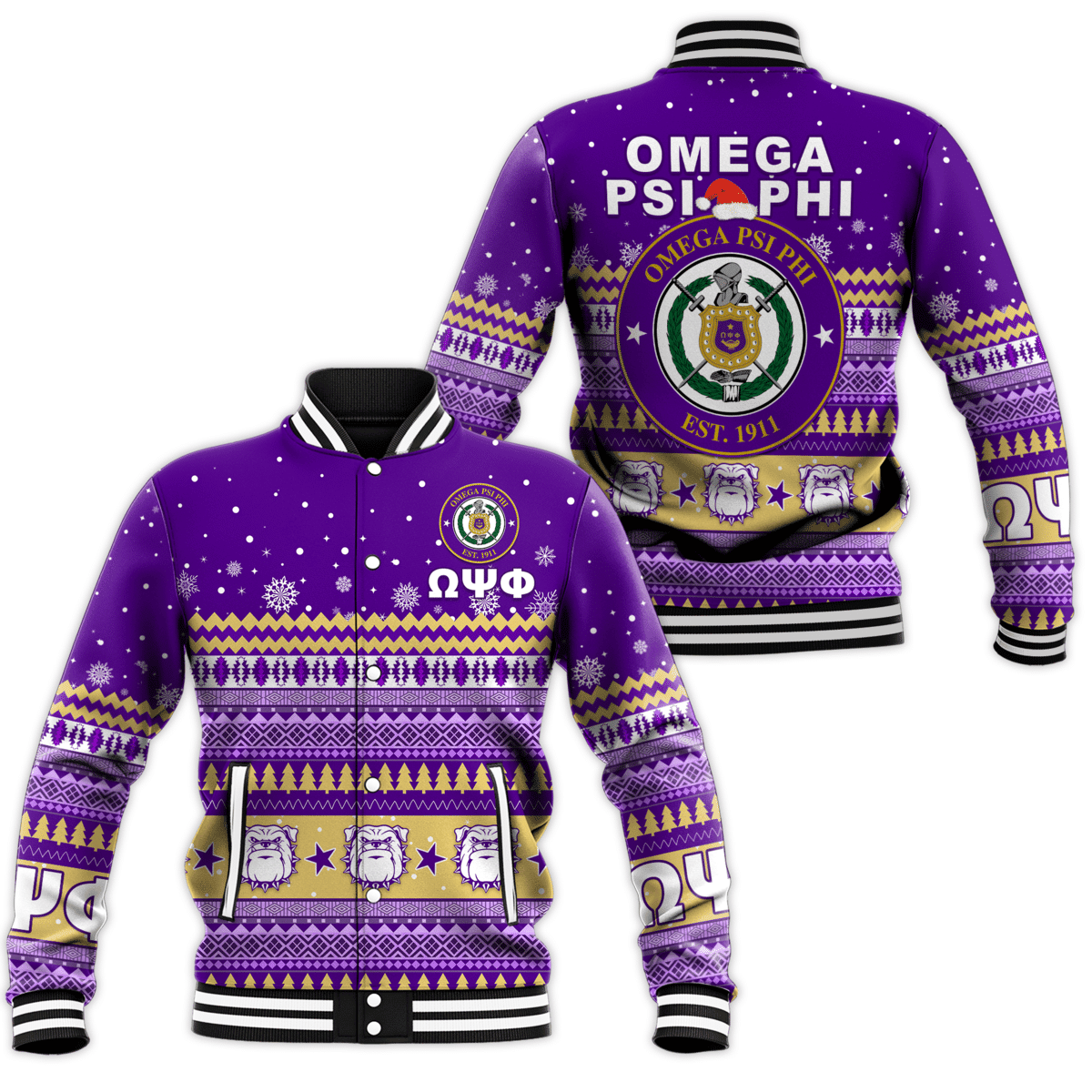 AfricaZone Jacket - Omega Psi Phi African Pattern Christmas Baseball Jackets A31 | Africazone.store