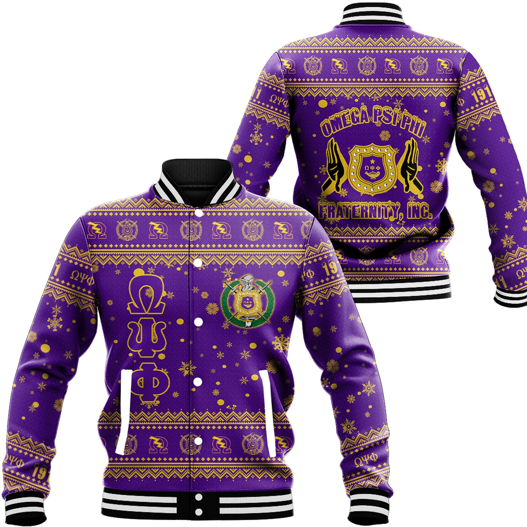 AfricaZone Clothing - Omega Psi Phi Christmas Baseball Jackets A31 | Africazone.store
