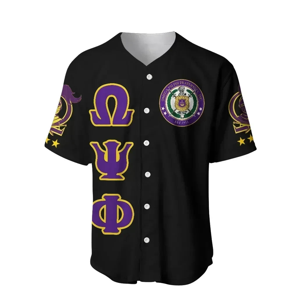 Africazone Baseball Jersey - Omega Psi Phi Letters Baseball Jersey J0