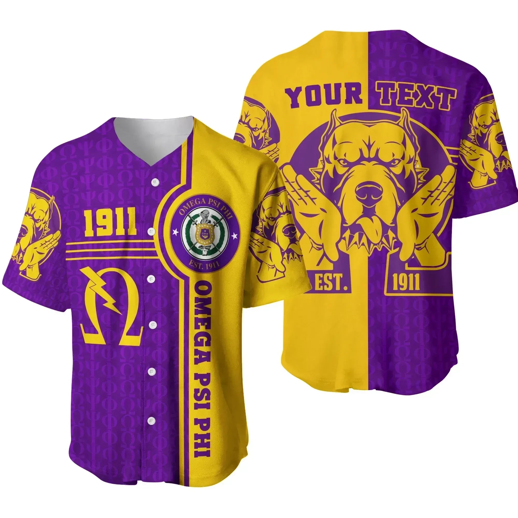 Africazone Baseball Jersey - Personalised Omega Psi Phi Bull Dogs Sport J5 | Africazone.store