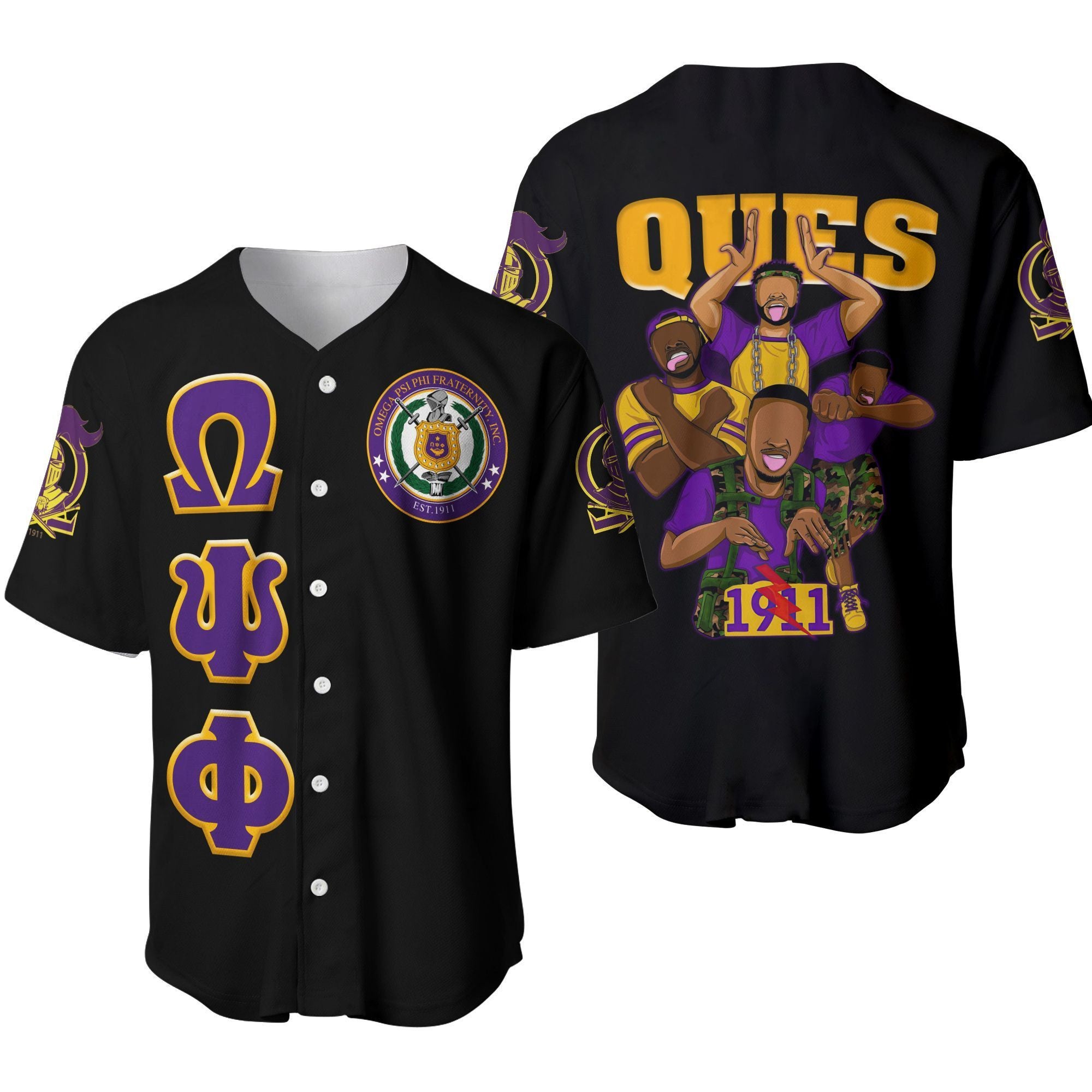 Africazone Baseball Jersey - Omega Psi Phi Brotherhood Letters J5 | Africazone.store