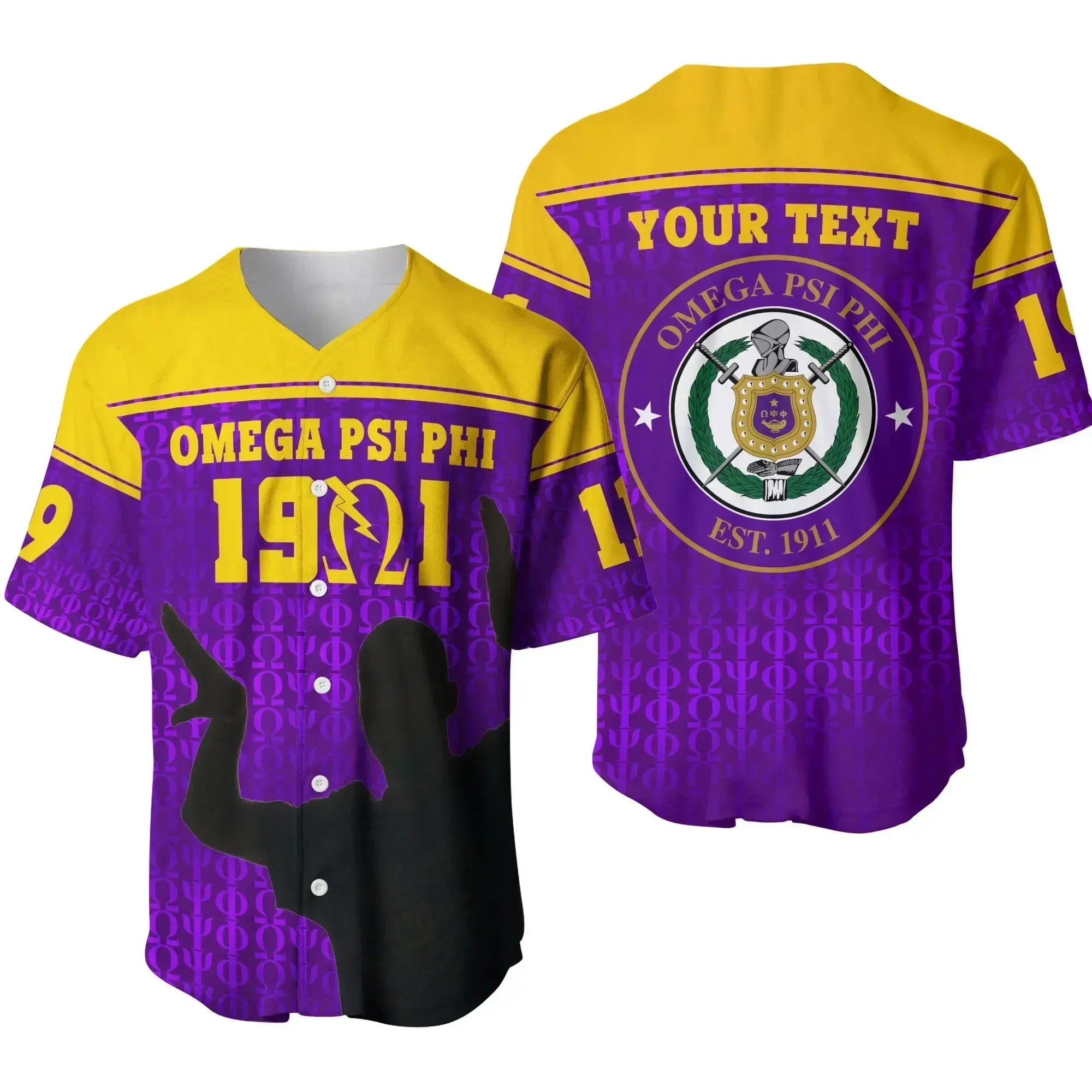 Africazone Baseball Jersey - Personalised Omega Psi Phi Bull Dogs Simple Style J5 | Africazone.store