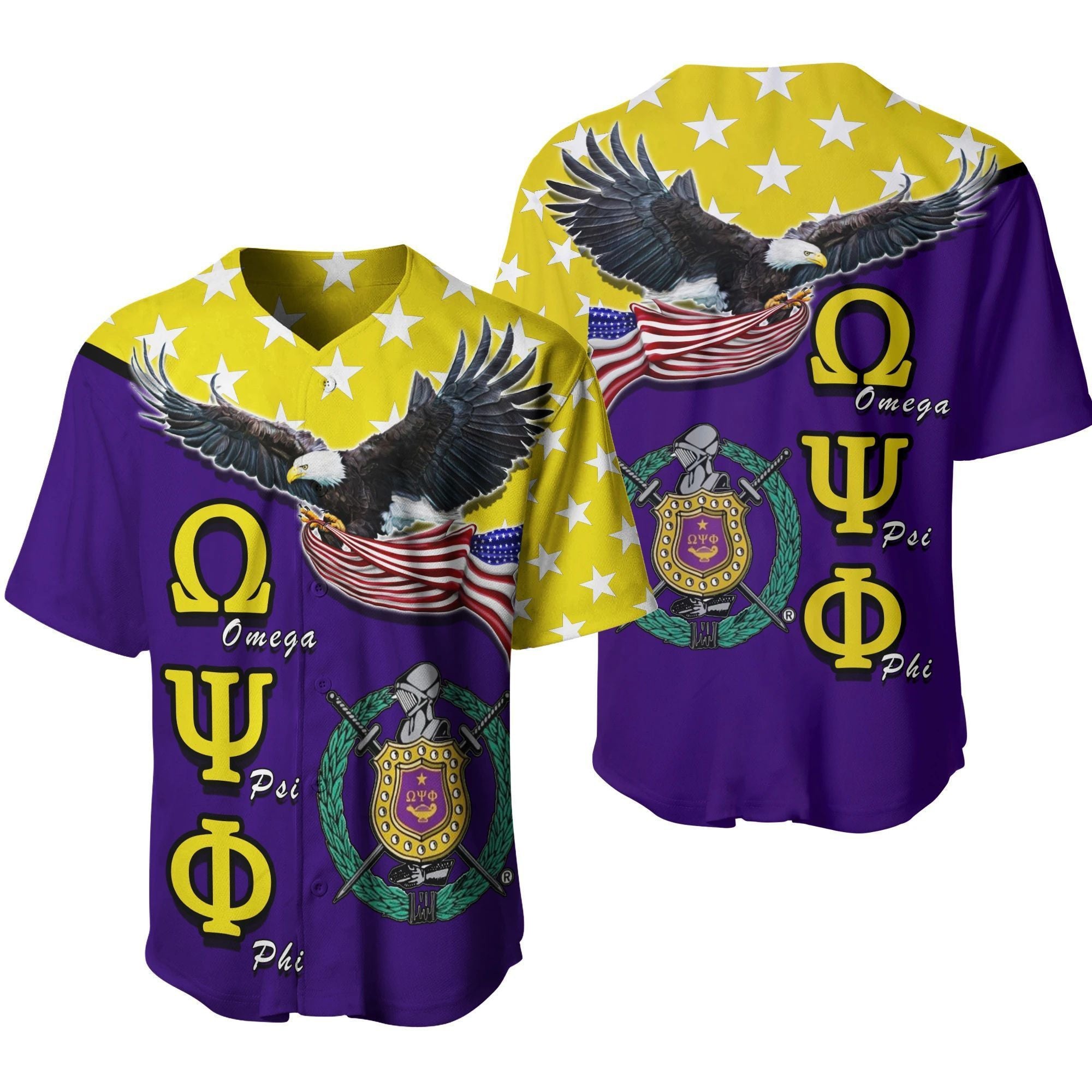 Africazone Baseball Jersey - Omega Psi Phi With Eagle Us Flag J5 | Africazone.store