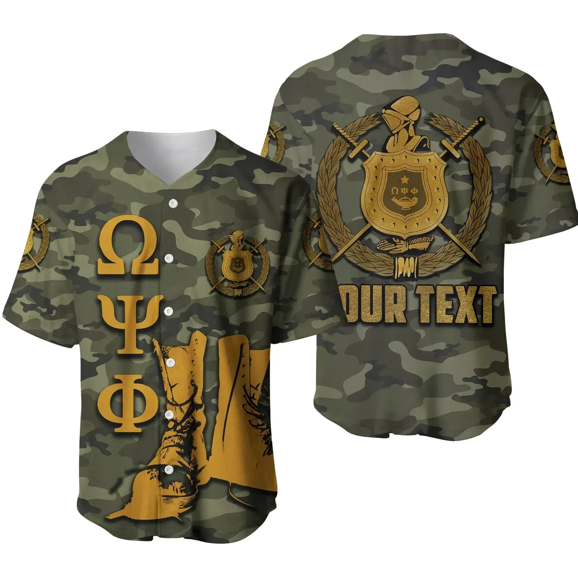 Africazone Baseball Jersey - Personalised Omega Psi Phi Army Boots 1911 J5 | Africazone.store