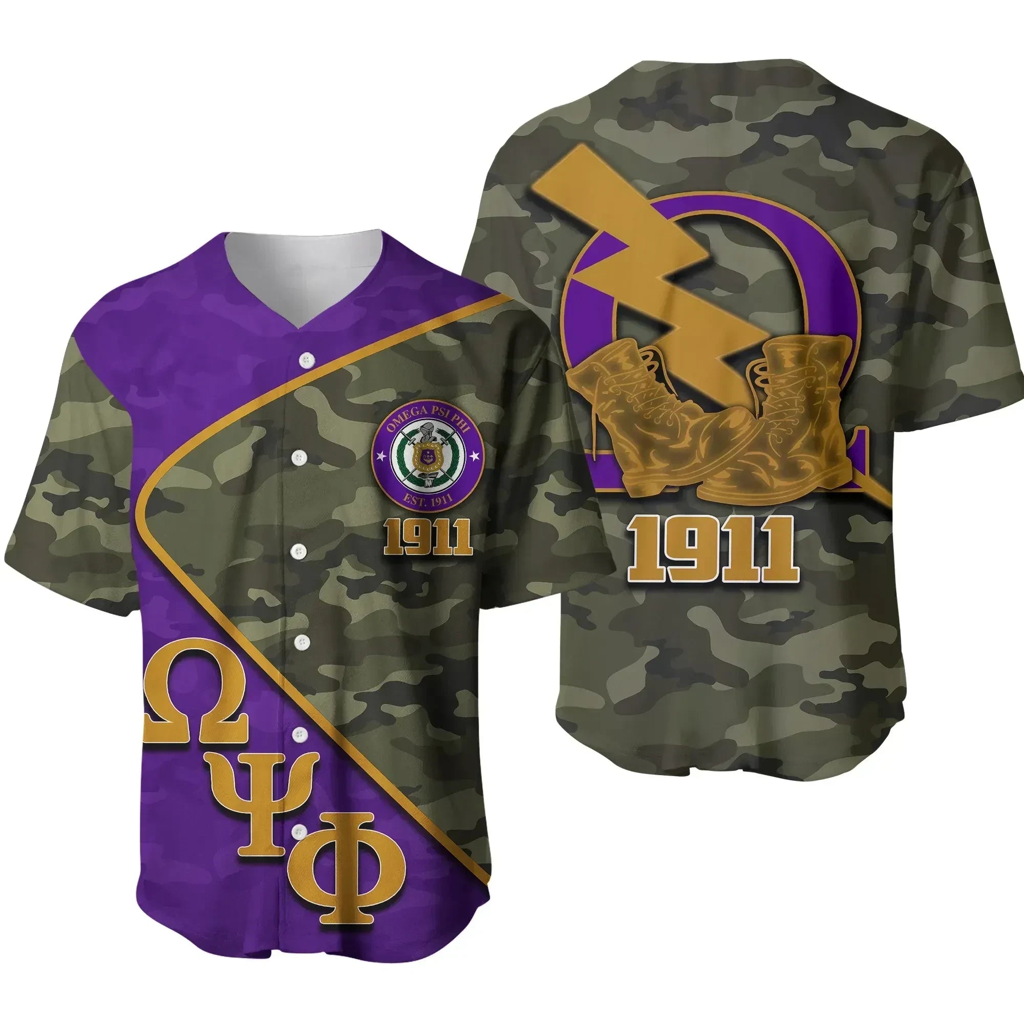 Africazone Baseball Jersey - Omega Psi Phi Army Style J5 | Africazone.store