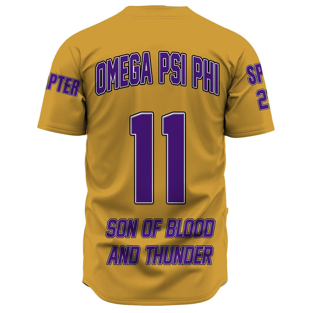 (Custom) Africazone Baseball Jersey - Omega Psi Phi ( Old Gold ) A31 | Africazone.store