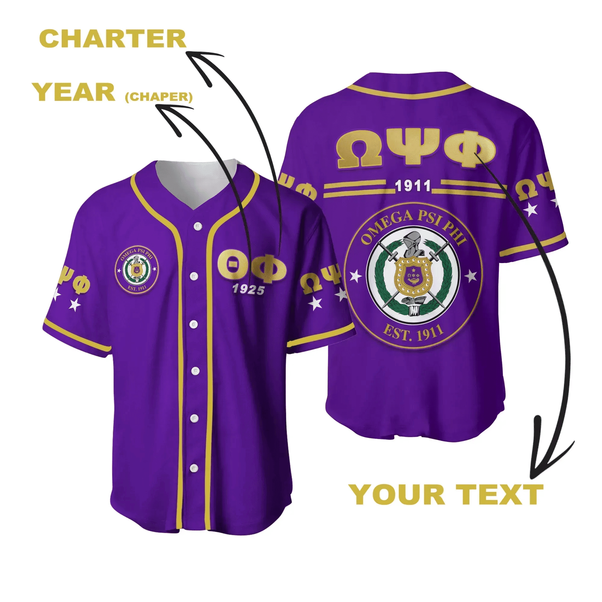 Africazone Baseball Jersey - Personalized Omega Psi Phi Simple J5 | Africazone.store