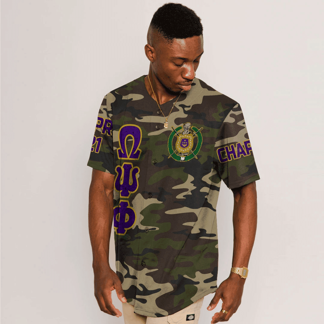(Custom) Africazone Baseball Jersey - Omega Psi Phi Camouflage A31 | Africazone.store