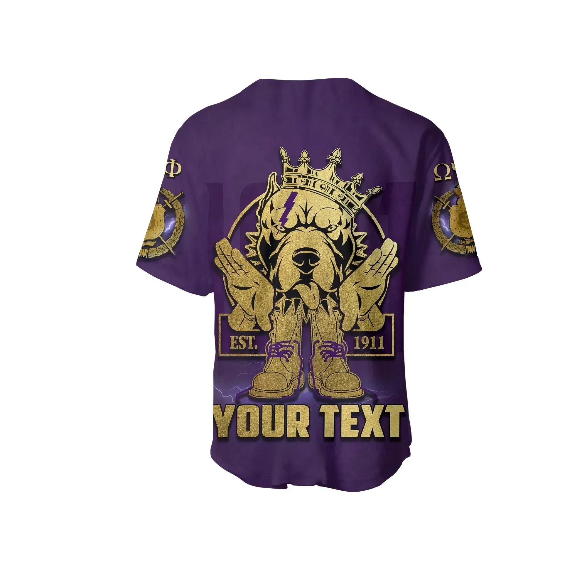 Africazone Baseball Jersey - Personalised Omega Psi Phi Bulldog Crown Psi Hand Sign Army Boots J5 | Africazone.store