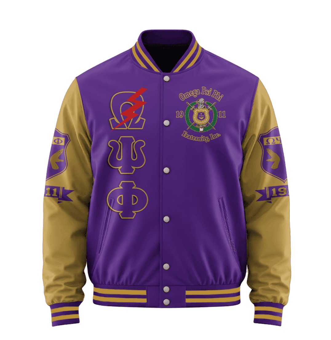 Africazone Jacket - Omega Psi Phi Fraternity Motto Baseball Jackets A31