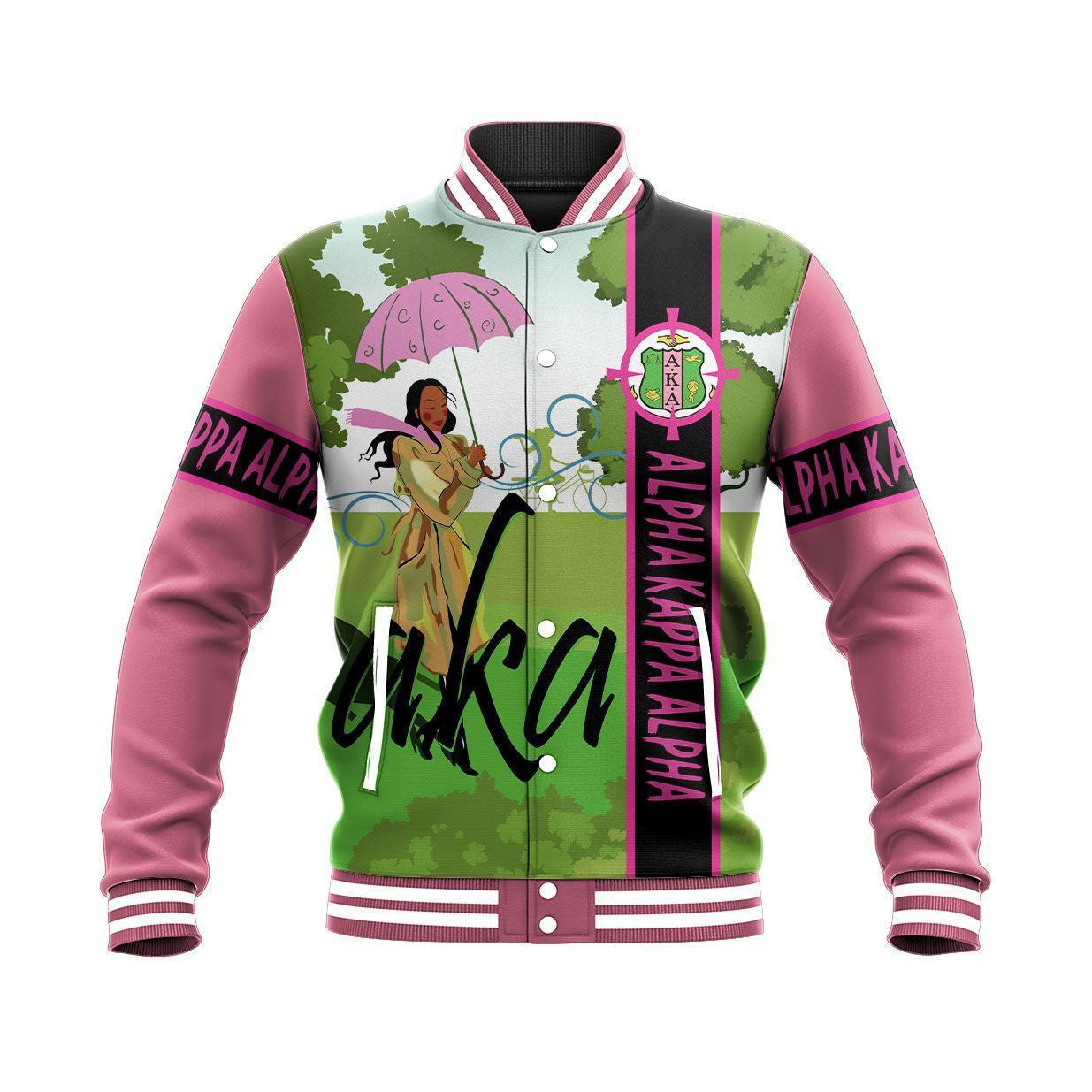 Africa Zone Greek Life Clothing - The Beautiful Girl AKA Sorority Baseball Jacket J5