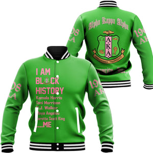 Africa Zone Greek Life Clothing - AKA Sorority 1908 Black History Baseball Jackets A31