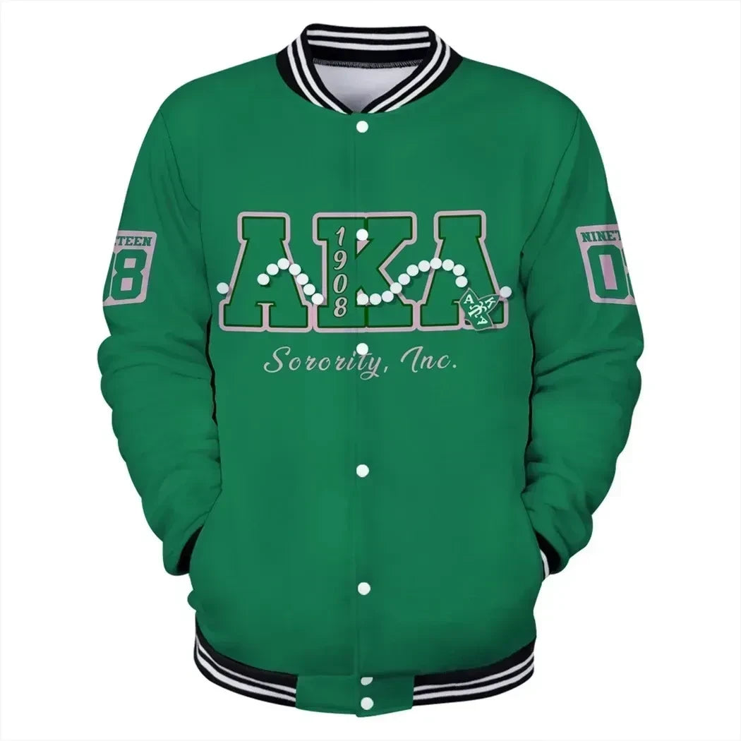 AKA Pearls Green Baseball Jacke