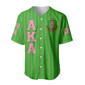 Africa Zone Greek Life Clothing - (Custom) AKA Sorority Pin Striped Baseball Jersey A31