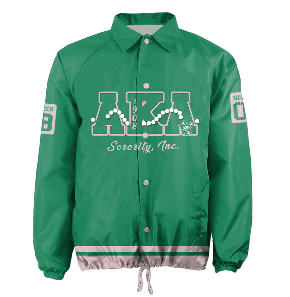 Africa Zone Greek Life Clothing - Pearls Green AKA Sorority Crossing Jacket A31
