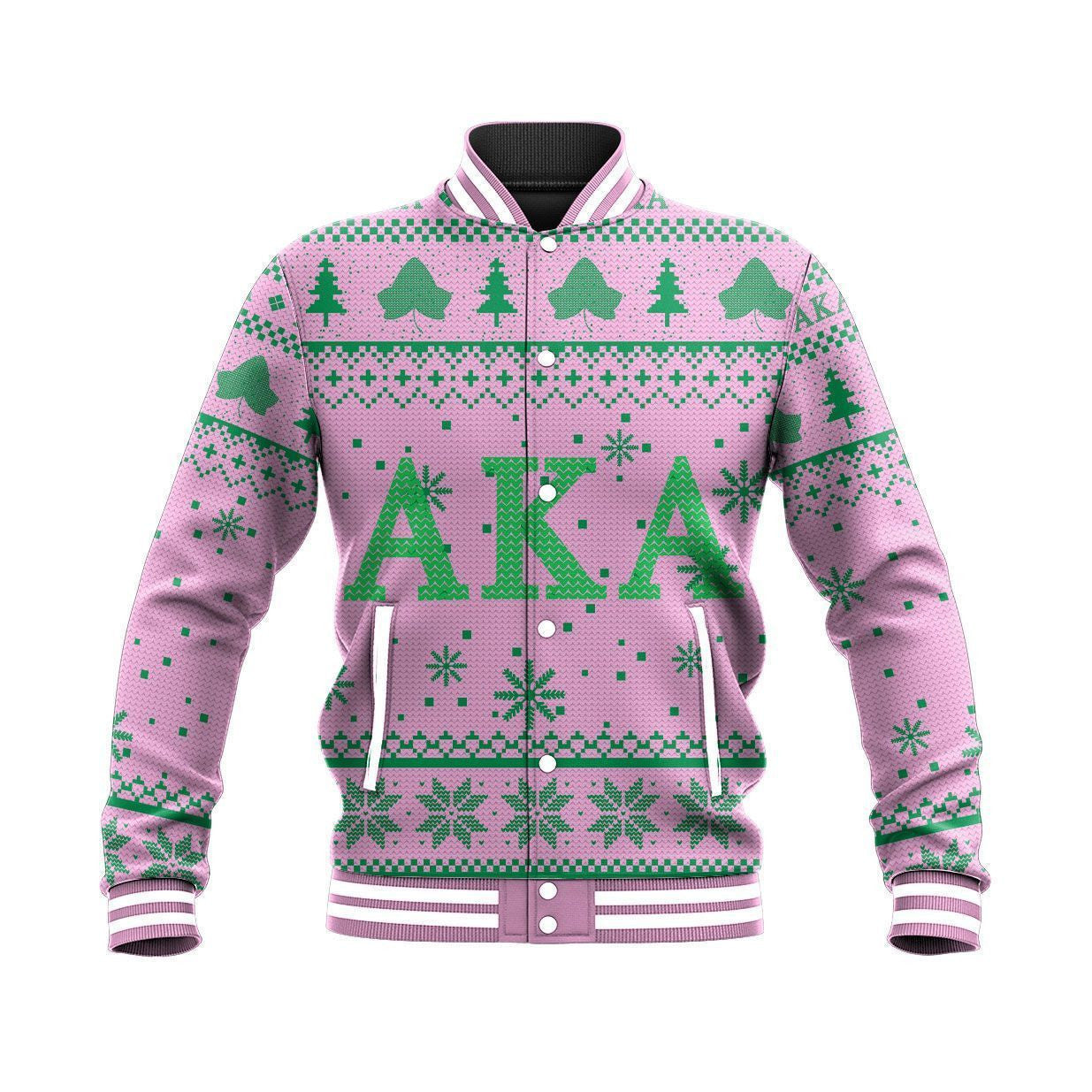Africa Zone Greek Life Clothing - Christmas AKA Sorority Baseball Jacket J5