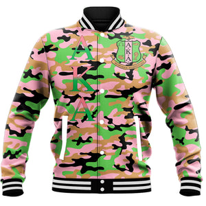 Africa Zone Greek Life Clothing - AKA Sorority Signature Camouflage Baseball Jackets T5