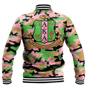 Africa Zone Greek Life Clothing - AKA Sorority Signature Camouflage Baseball Jackets T5
