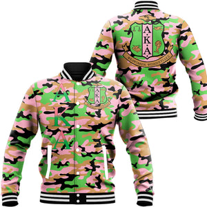 Africa Zone Greek Life Clothing - AKA Sorority Signature Camouflage Baseball Jackets T5