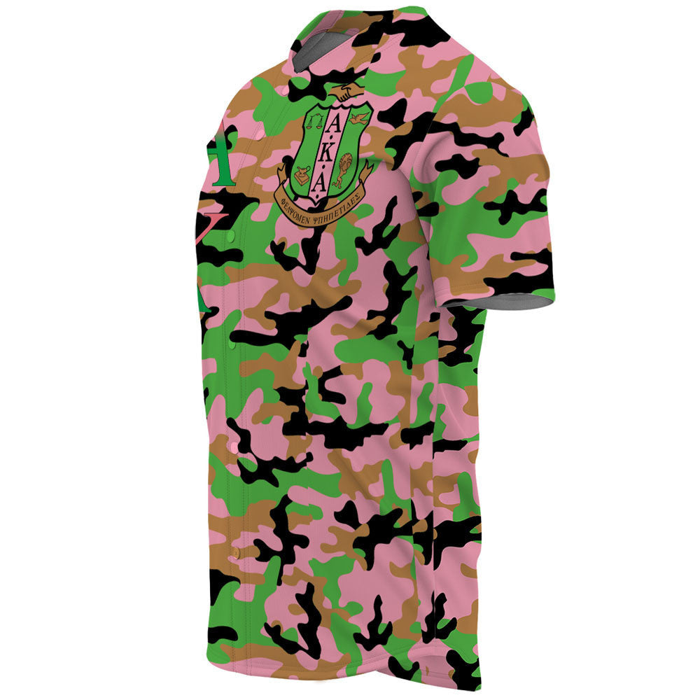 Africa Zone Greek Life Clothing - AKA Sorority Signature Camouflage Baseball Jersey T5
