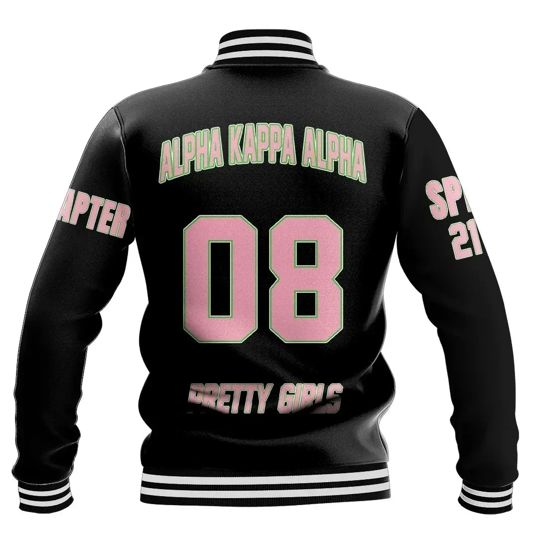 (Custom) Africa Zone Greek Life Clothing - AKA Sorority Baseball Jackets A31
