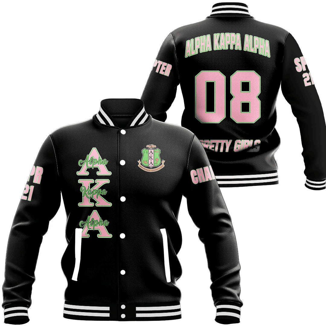 (Custom) Africa Zone Greek Life Clothing - AKA Sorority Baseball Jackets A31
