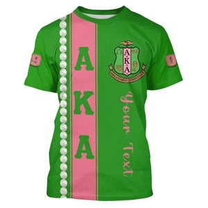 Africa Zone Greek Life Clothing - Personalised AKA Sorority Pearl T-shirt Cato Style J8