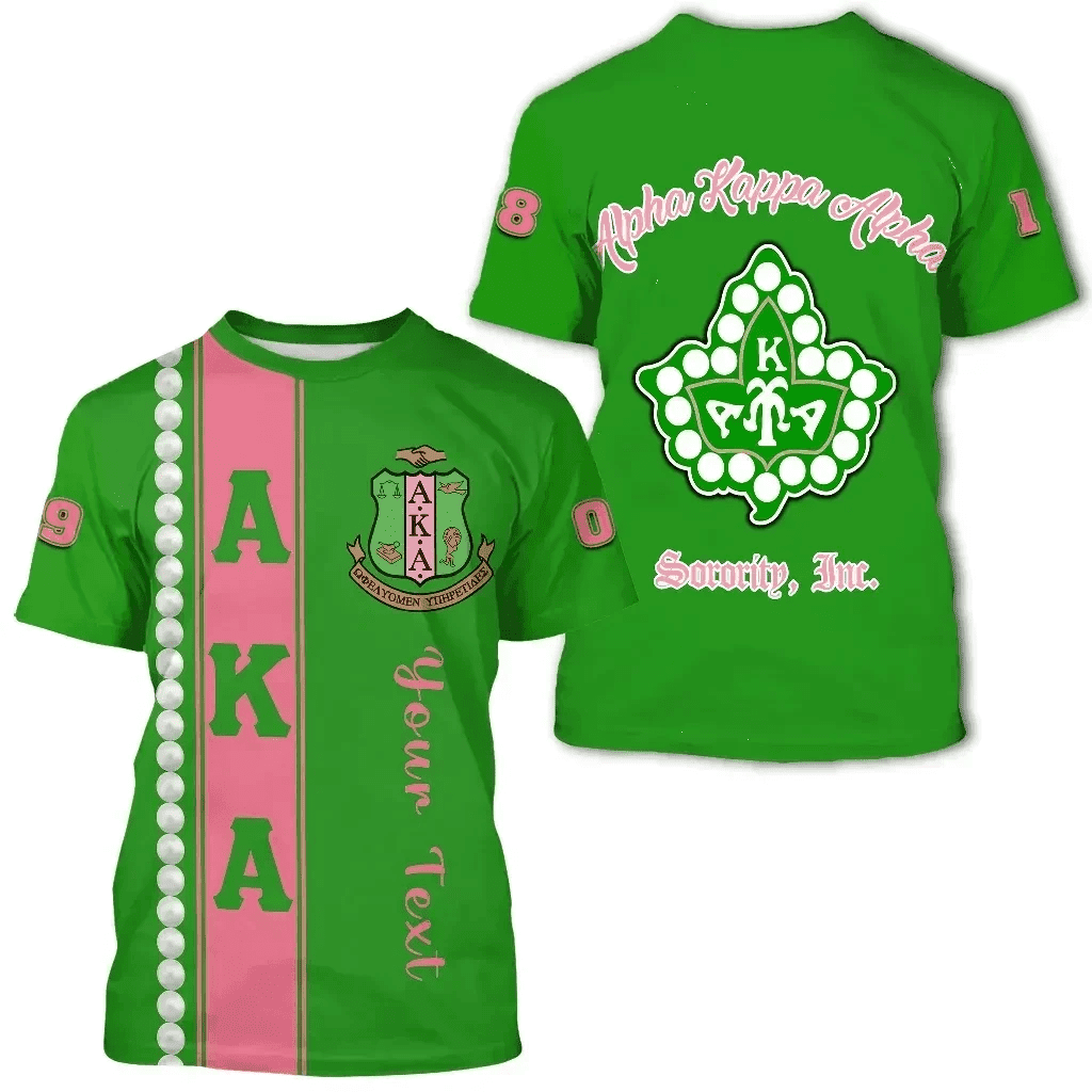 Africa Zone Greek Life Clothing - Personalised AKA Sorority Pearl T-shirt Cato Style J8