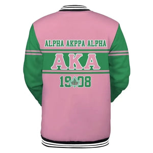 Africa Zone Greek Life Clothing - AKA Sorority Green Line Baseball Jacket J5