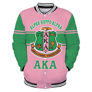 Africa Zone Greek Life Clothing - AKA Sorority Green Line Baseball Jacket J5