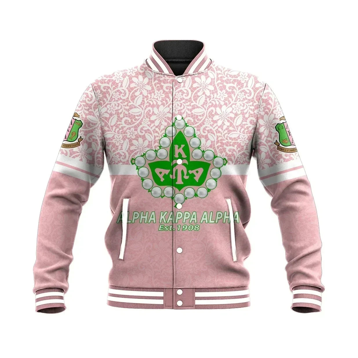 Africa Zone Greek Life Clothing - AKA Sorority Flower Lace Baseball Jacket J5