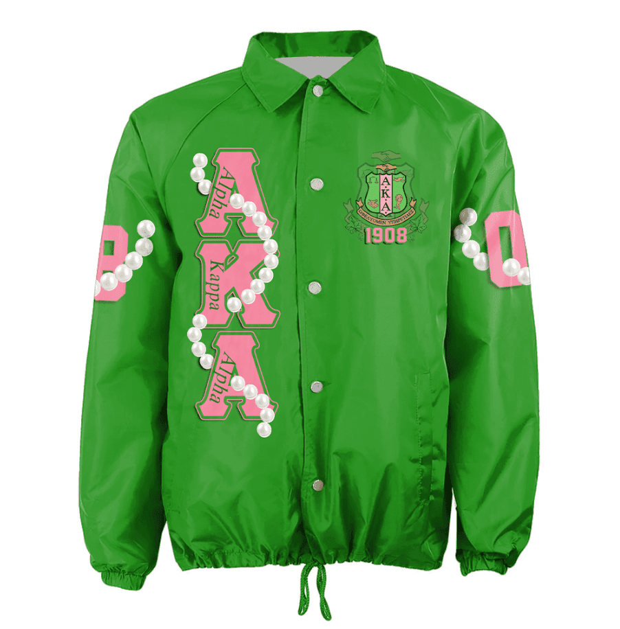 Africa Zone Greek Life Clothing - AKA Sorority Pearl 1908 Green Crossing Jacket A31