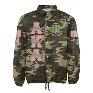 (Custom) Africa Zone Greek Life Clothing - AKA Sorority Camouflage Crossing Jacket A31