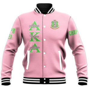 (Custom) Africa Zone Greek Life Clothing - AKA Sorority (Pink) Baseball Jackets A31