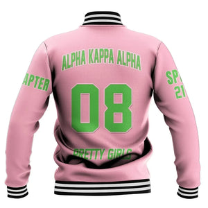 (Custom) Africa Zone Greek Life Clothing - AKA Sorority (Pink) Baseball Jackets A31