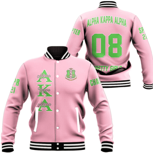 (Custom) Africa Zone Greek Life Clothing - AKA Sorority (Pink) Baseball Jackets A31