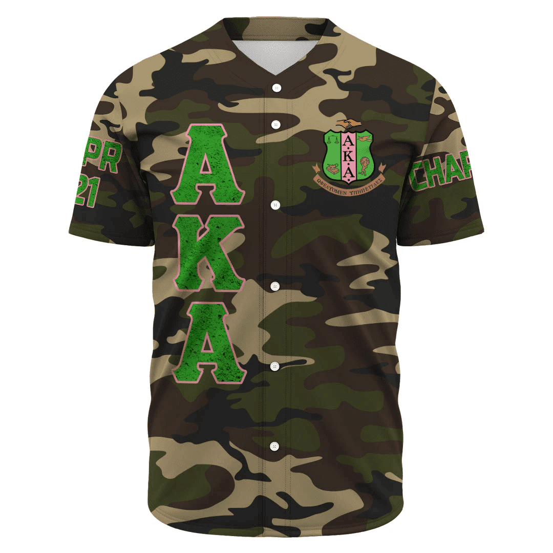 (Custom) Africa Zone Greek Life Clothing - AKA Sorority Camouflage Baseball Jerseys A31