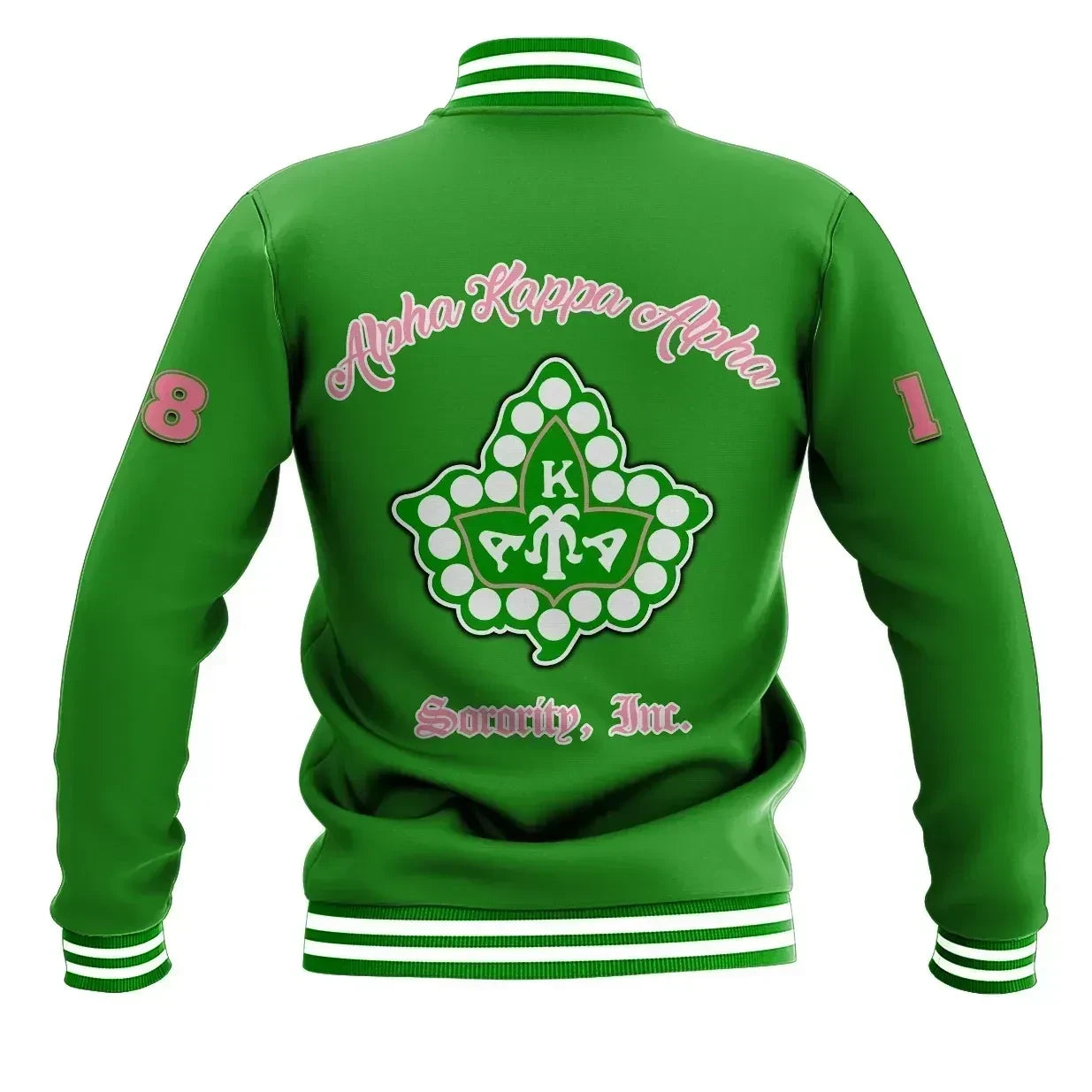 Africa Zone Greek Life Clothing - Personalised AKA Sorority Pearl Baseball Jacket - Cato Style J8