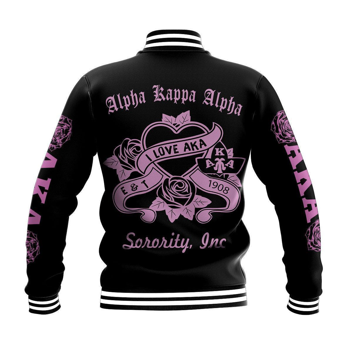 Africa Zone Greek Life Clothing - Roses AKA Sorority Baseball Jacket J5