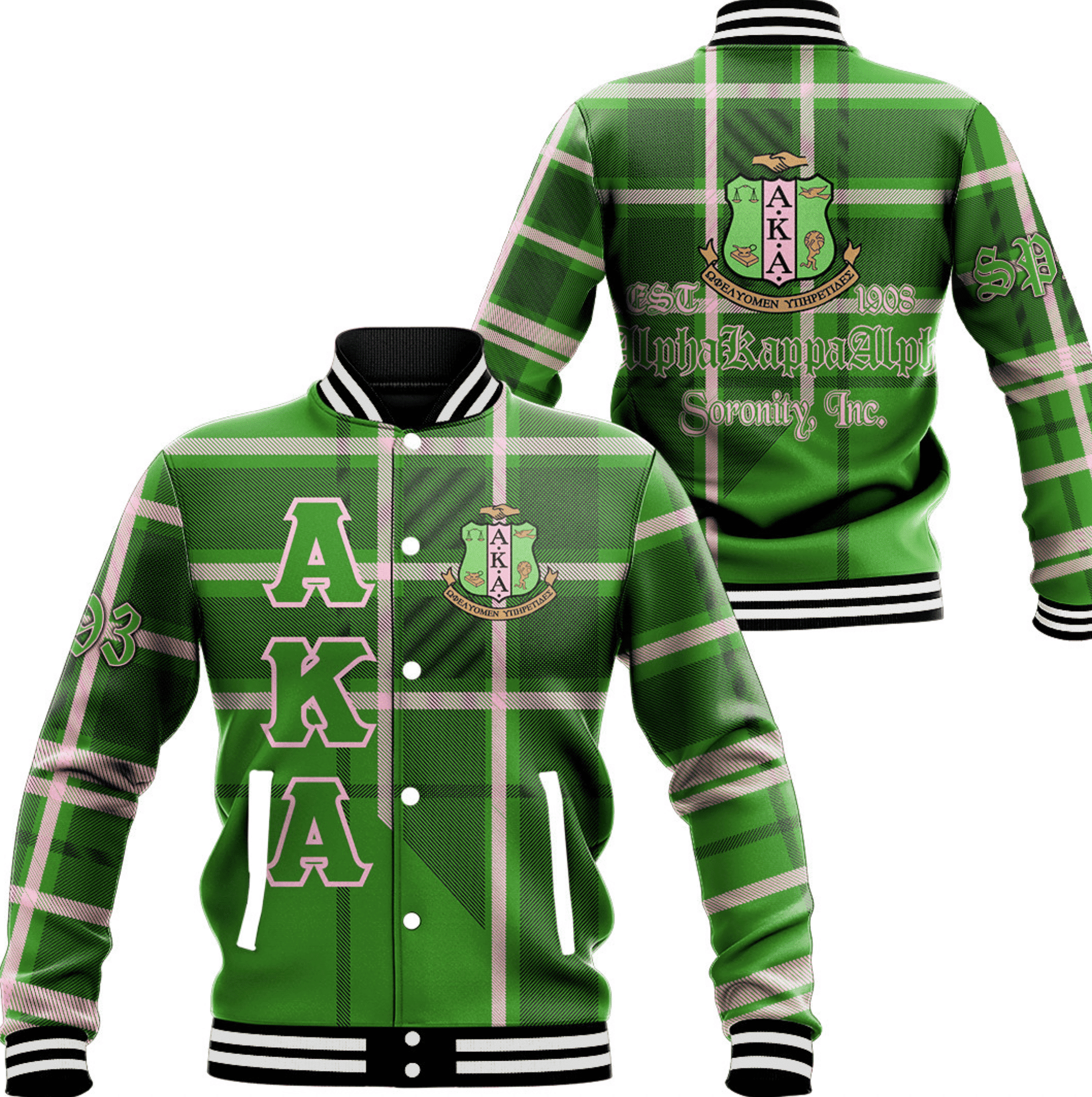 Africa Zone Greek Life Clothing - AKA Sorority Burberr Style Baseball Jacket J5NN