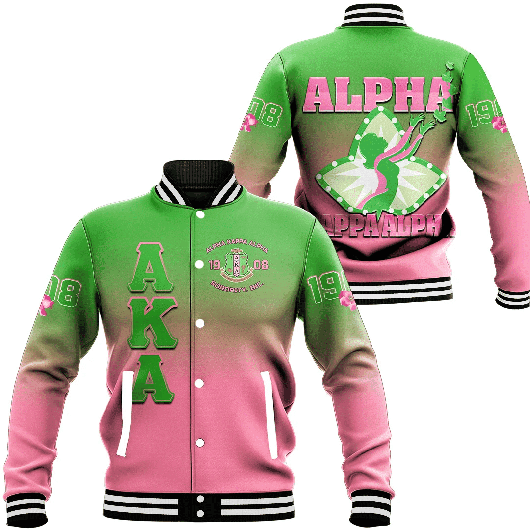 Africa Zone Greek Life Clothing - AKA Sorority Gradient Baseball Jackets A31