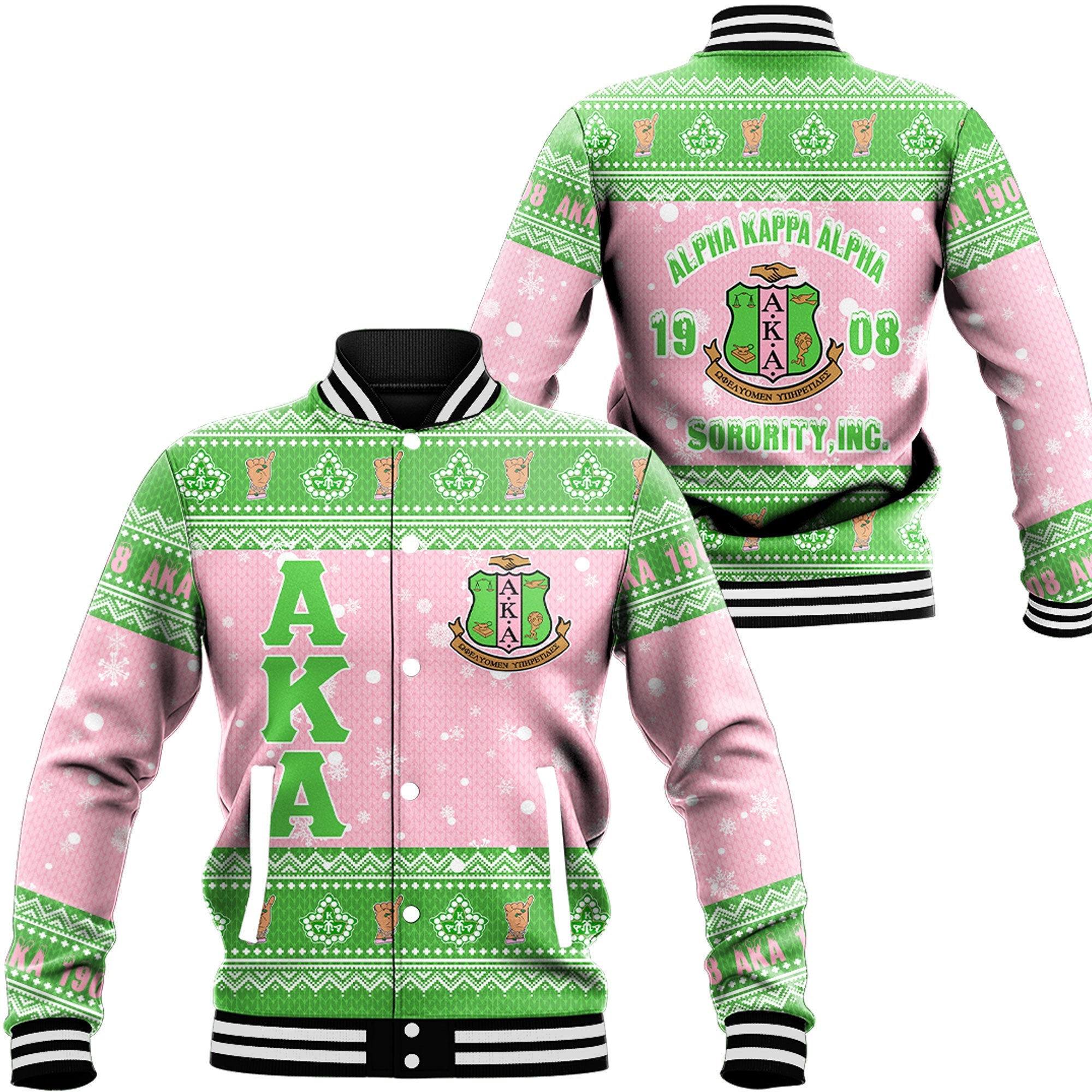 Africa Zone Greek Life Clothing - AKA Sorority Christmas Baseball Jackets A31