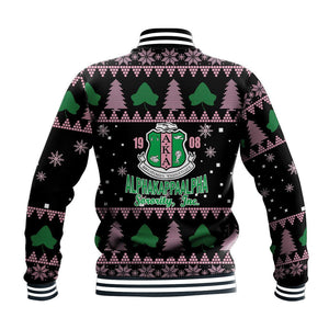 Africa Zone Greek Life Clothing - Christmas AKA Sorority Black Baseball Jacket J5