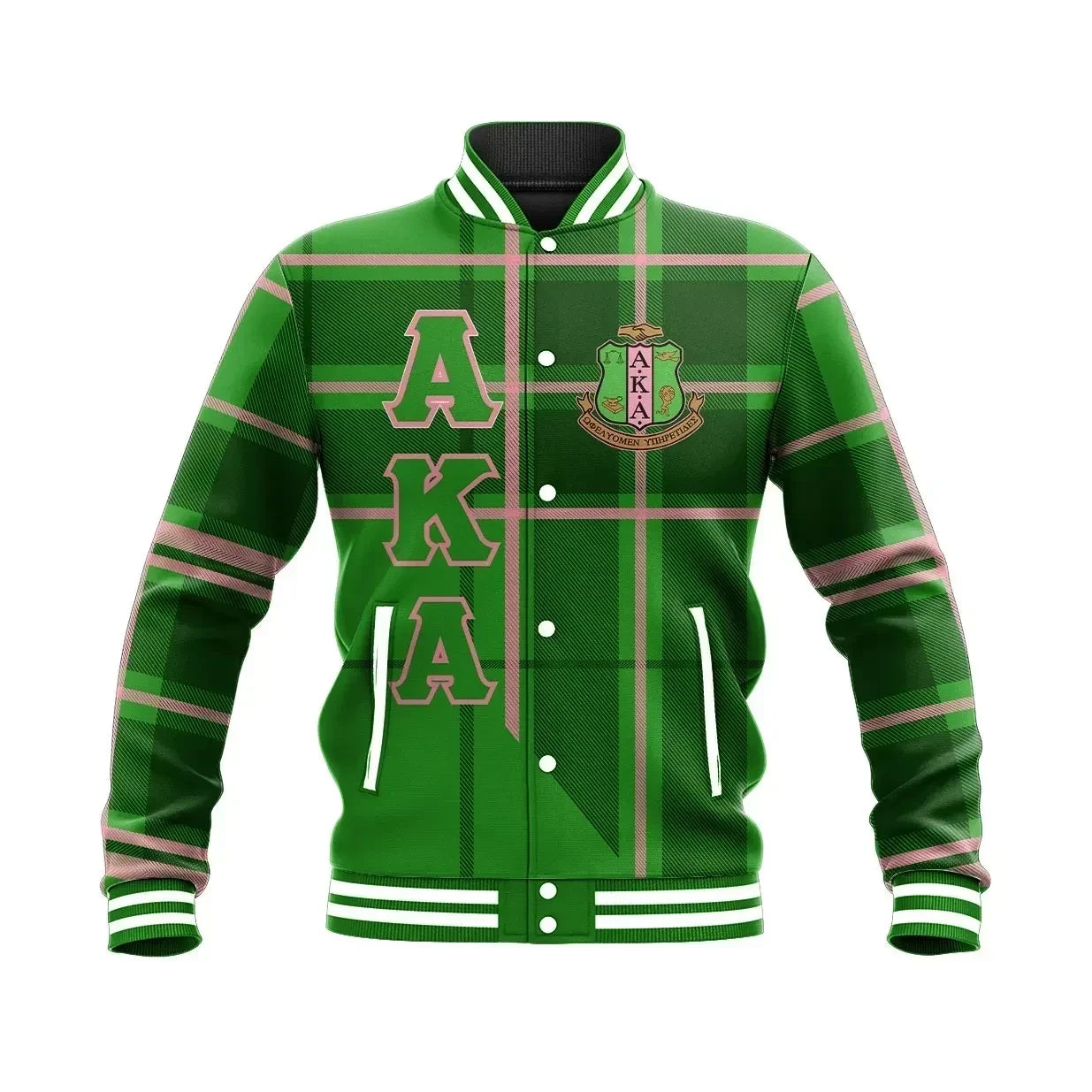 Africa Zone Greek Life Clothing - AKA Sorority Burberr Style Baseball Jacket J5N