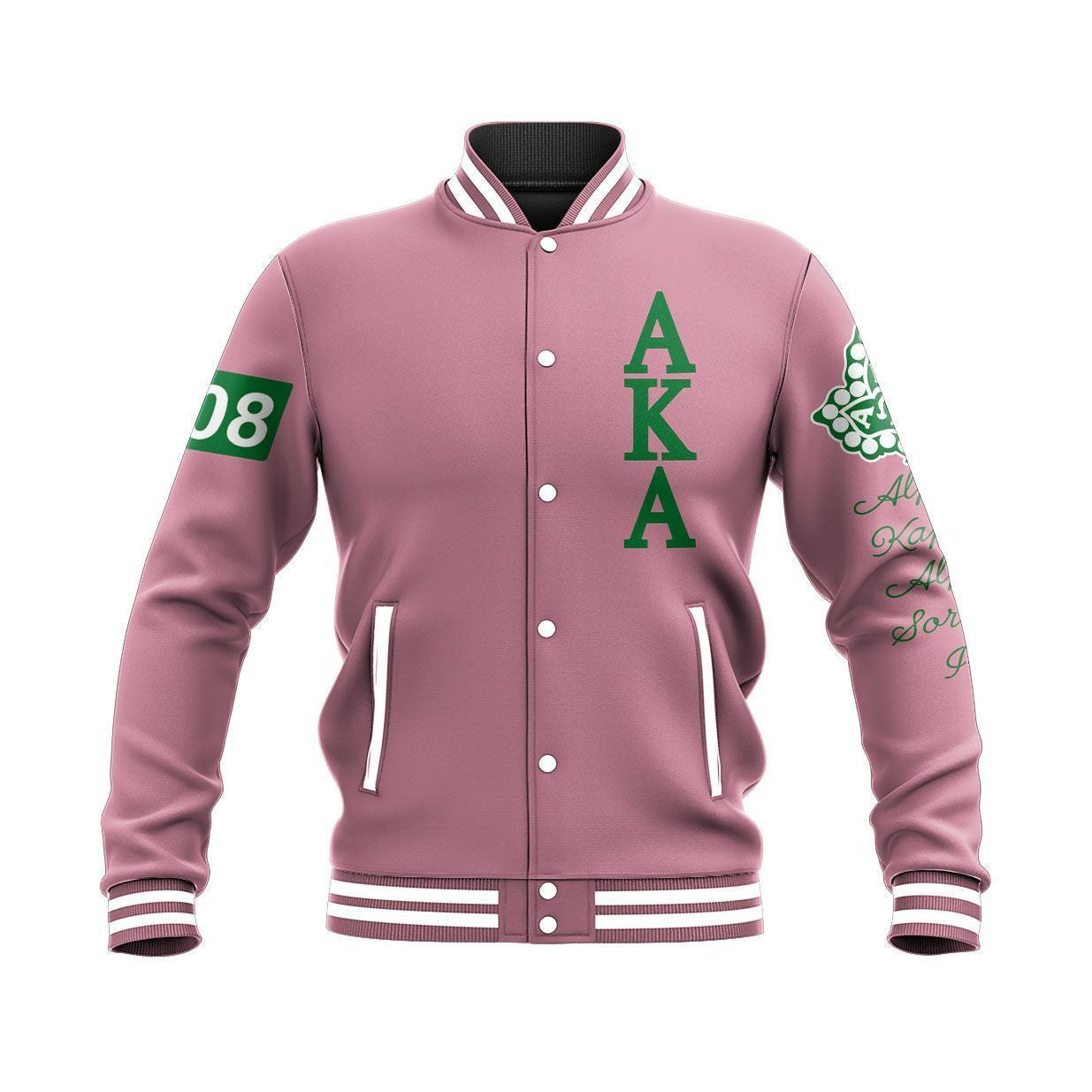 Africa Zone Greek Life Clothing - AKA Sorority Erik Style Baseball Jacket J5